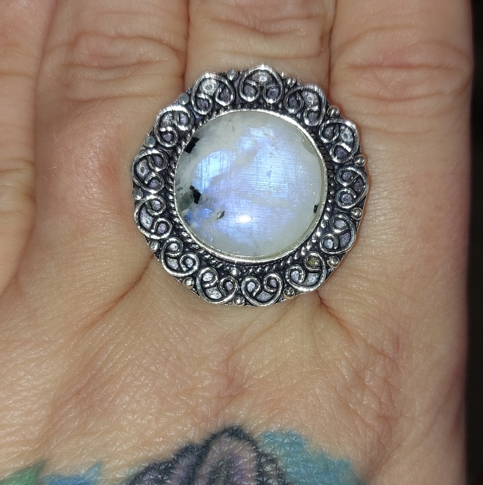 Rainbow Moonstone Statement Ring